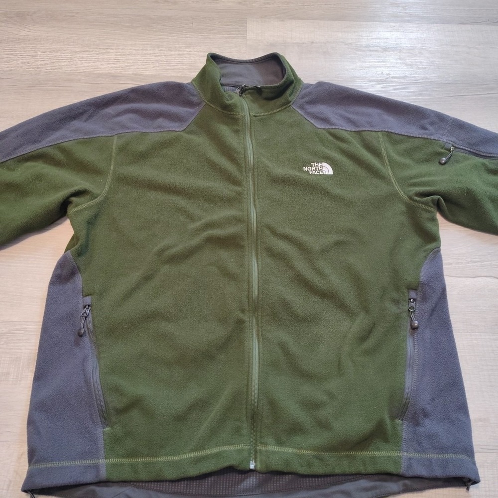 The North Face Windwall Jacket Mens XXL 2XL Full Zip Wind  Resistant Fleece Gree - Picture 2 of 9